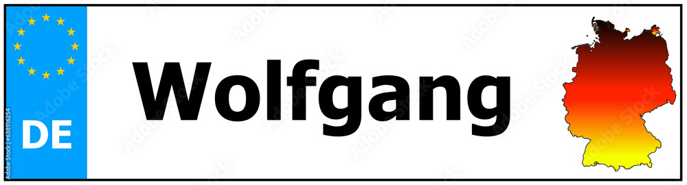 Obraz premium Car sticker sticker with name Wolfgang and map of germany