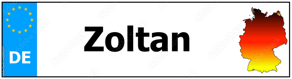 Car sticker sticker with name Zoltan  and map of germany