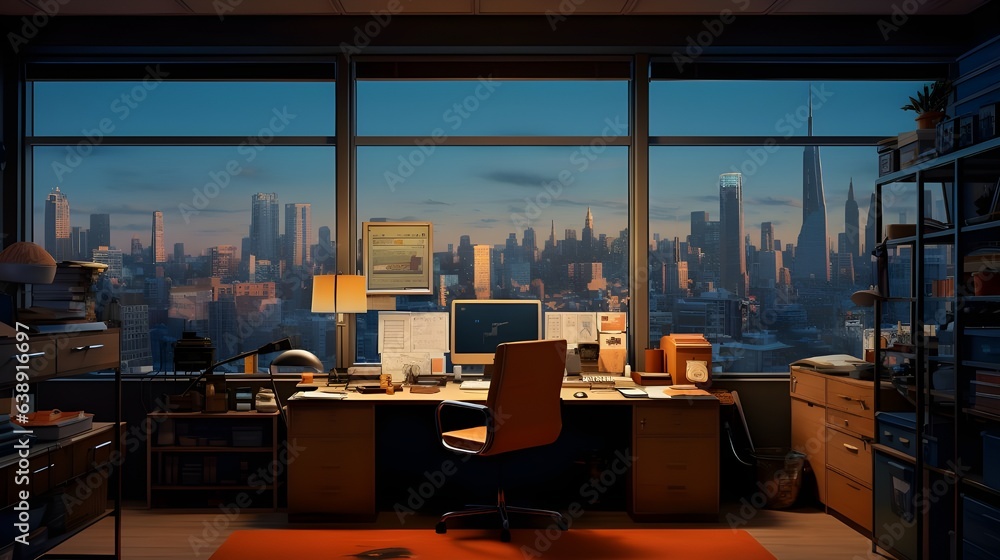 office with city skyline
