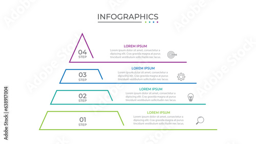 Vector pyramid up arrows infographic, diagram chart, Business timeline concept with 4 options