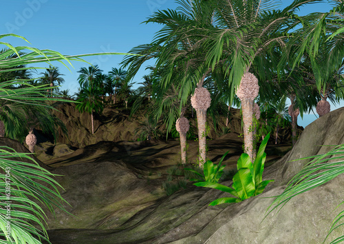 Φωτογραφία 3D Rendering Prehistoric Landscape