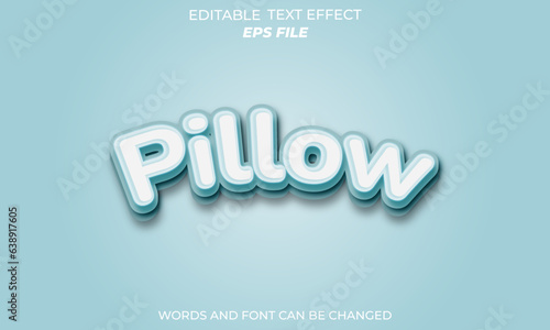 pillow text effect ,strong 3d blue typeface font effect, modern, vector template