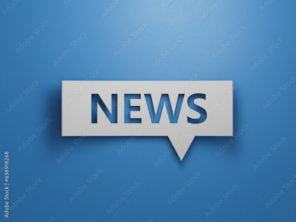 Speech Bubble - News. Minimalist Abstract Design With White Cut Out Paper on Blue Background. Business Concept. 3D Render.
Speech Bubble - News. Minimalist Abstract Design With White Cut Out Paper on Blue Background. Business Concept. 3D Render.