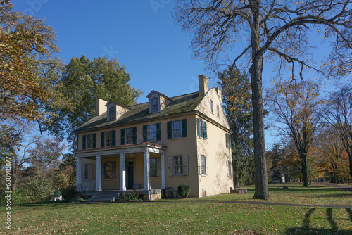 Washington Crossing, PA: Mahlon K. Taylor House (c. 1817), home of a founder of Taylorsville, now known as Washington Crossing, on the Delaware River.