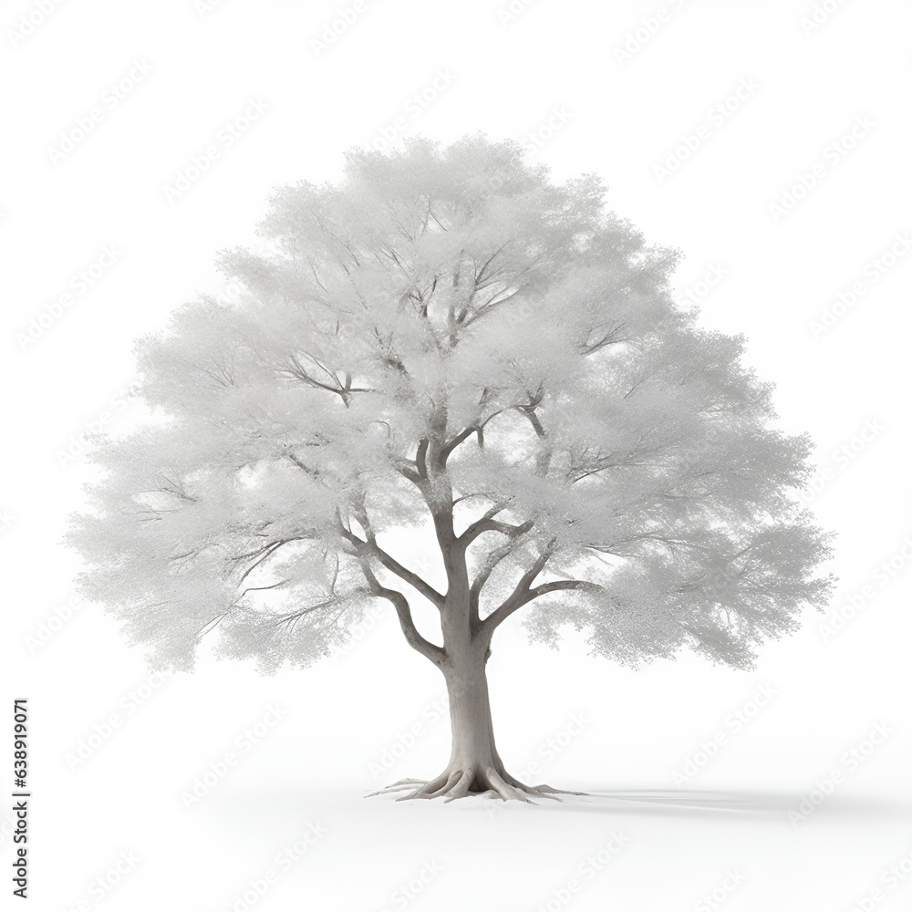 Minimal style of tree line drawing, Side view, Graphics trees elements outline symbol for architecture and landscape design drawing. Illustration in stroke fill in white. 