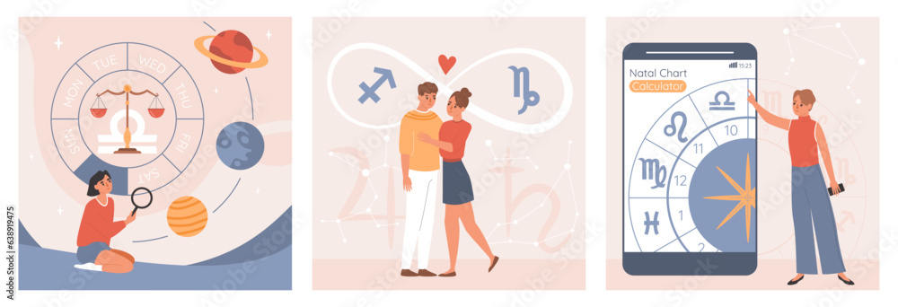 Naklejka premium Horoscope Composition Set