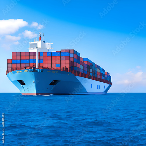Cargo ship container in the ocean transportation, Online delivery by container ship on mobile service, online order tracking, global logistic, Ship delivery, sea logistics. warehouse, cargo, courier.