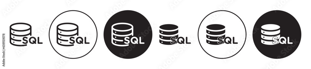 sql (Structured Query Language) icon set. database server vector symbol ...