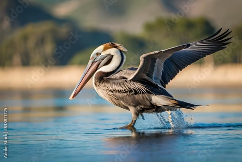 pelican in the water