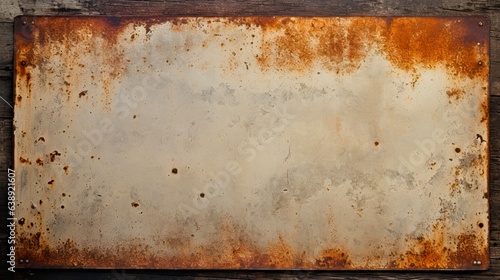 Rust-Eaten Metal Sign with White Copy Space Background for Text. Old  Grunge  and Vintage Texture Perfect for Retro Designs