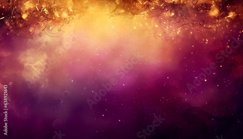 Fantasy orange and violet  purple nebula glowing and morphing into space. Vintage elements and fine lines transforming this galaxy pattern into a unique cosmic background.