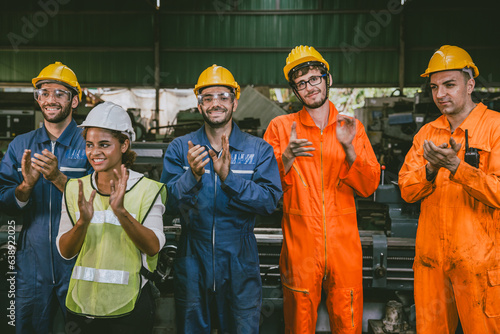 Fotografía success labor people union group of technician team worker mix race man and woma