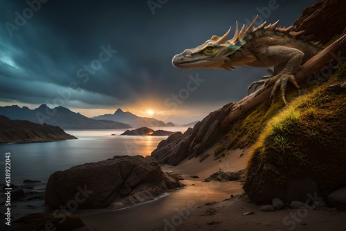 dragon at sunset © Haji_Arts