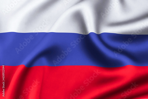 Russia flag of silk with customizable space for text. 3D Render