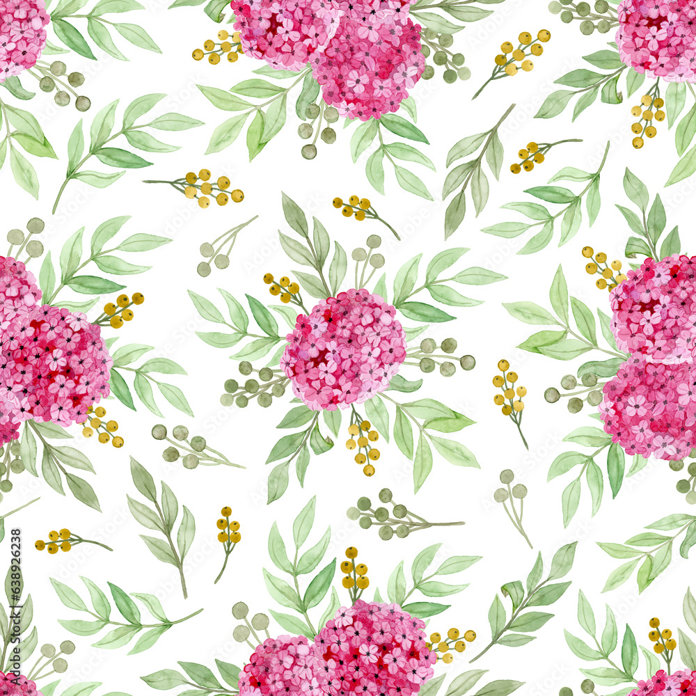 Watercolour flowers, hand drawn illustration, white background. Seamless floral pattern-277.