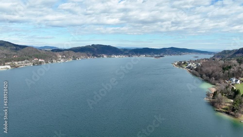 Famous Lake Woerthersee in Austria - aerial view - travel photography photo