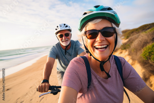 Joyful Senior Couple Embracing Beachside Fitness Adventure