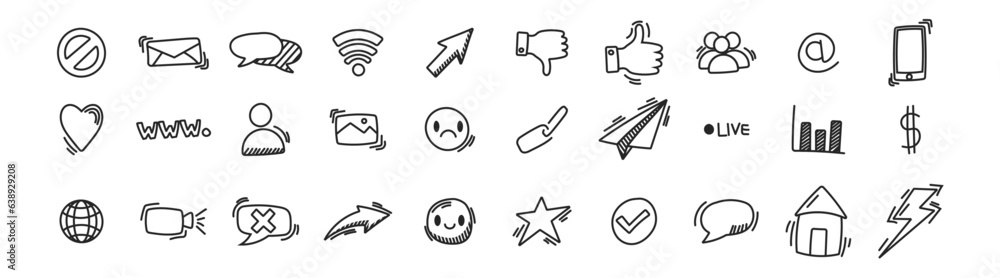 social media icon hand drawing sketch symbol Stock Vector | Adobe Stock