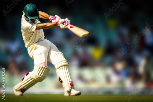 Cricket Batsman Smashes Ball from Below View