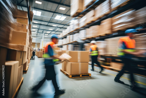Trade Logistics in Focus: Blurred Warehouse Activity