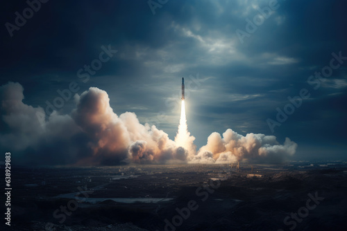 Earth's Departure: Rocket Piercing Clouds