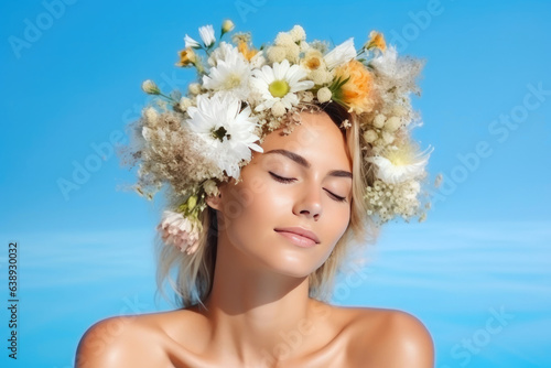 Woman with Floral Headpiece