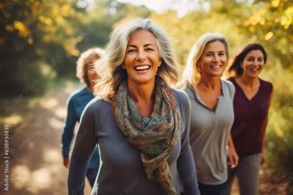 Healthy Lifestyle: Women Walking at Yoga Retreat Healthy Lifestyle: Women Walking at Yoga Retreat
