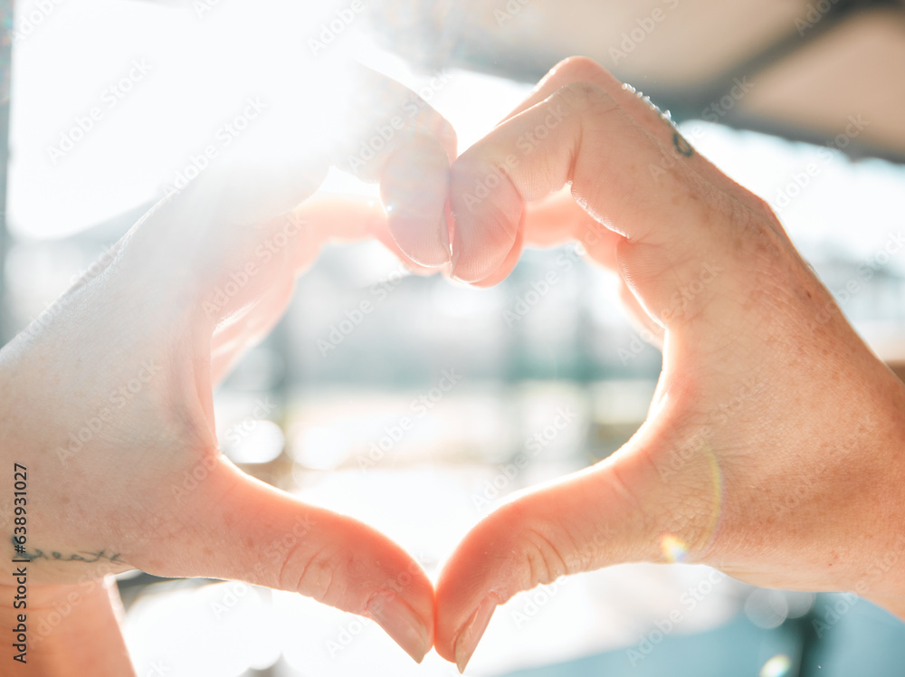 Health, heart and support with hands of person for motivation, thank you and kindness. Love, mindfulness and wellness with closeup of woman and gesture for emoji icon, respect and care sign Health, heart and support with hands of person for motivation, thank you and kindness. Love, mindfulness and wellness with closeup of woman and gesture for emoji icon, respect and care sign