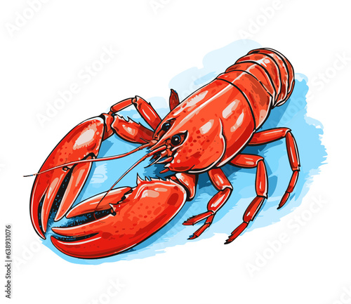 Spiny lobster profile prepared isolated on white background. Seafood. Vector illustration, icon, sign, simbol, log, sticker for poster, banner, label, packaging 