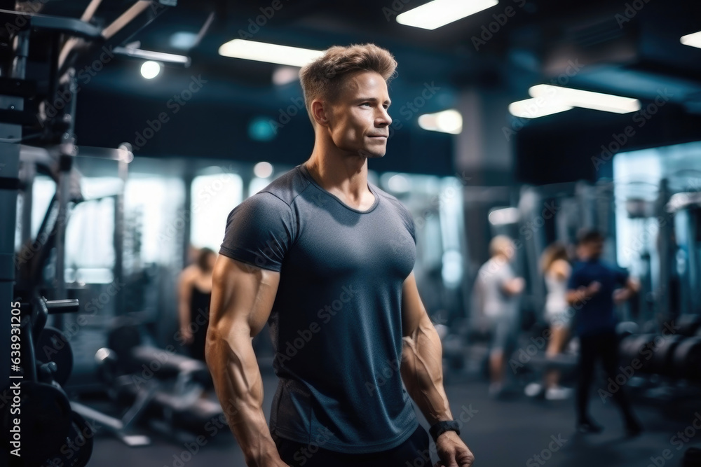 Fitness Enthusiast in Gym with Weights Fitness Enthusiast in Gym with Weights