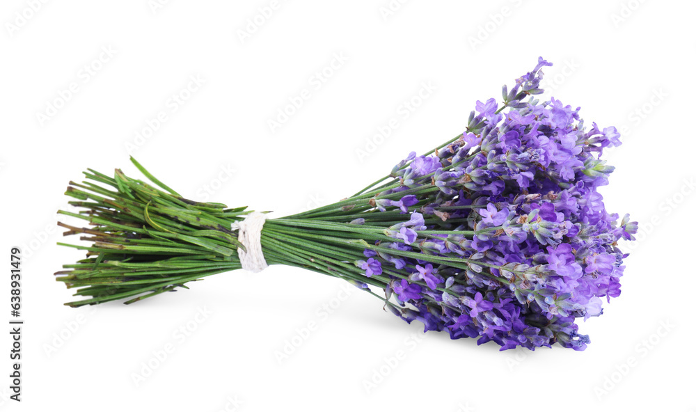 Fototapeta premium Bouquet of beautiful lavender flowers isolated on white