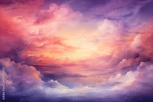 Abstract Watercolor Background Sunset Sky Orange Purple Pastel Color Brush Wall Art