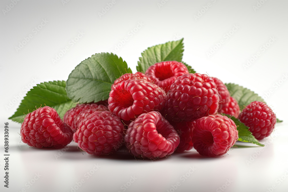 Raspberry on white background. Juicy red berry, fresh and sweet. Raspberry on white background. Juicy red berry, fresh and sweet.