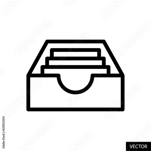 Archive storage, full inbox, mailbox vector icon in line style design for website design, app, UI, isolated on white background. Editable stroke. Vector illustration.