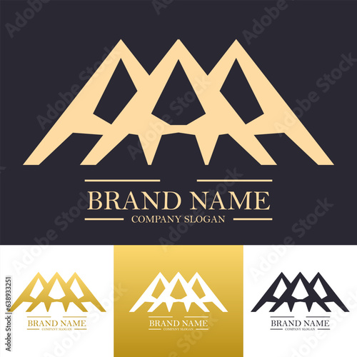 simple triple letter AAA in gold color with mountain concept