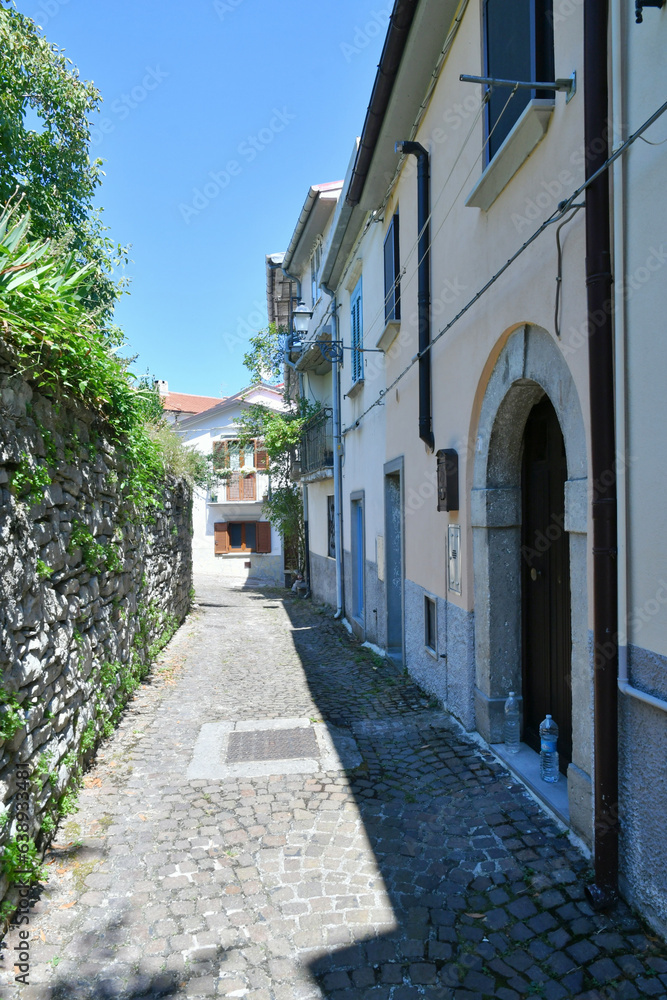 Fototapeta premium A characteristic street of Agnone, a medieval village in the Isernia province, Italy.