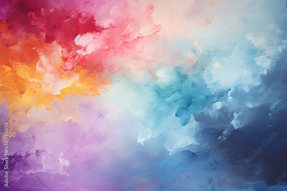 Abstract art, Pastel Rainbow sky with purple, orange, and green clouds in the style of vibrant stage backdrops, with a dark pink and dark orange background Abstract art, Pastel Rainbow sky with purple, orange, and green clouds in the style of vibrant stage backdrops, with a dark pink and dark orange background