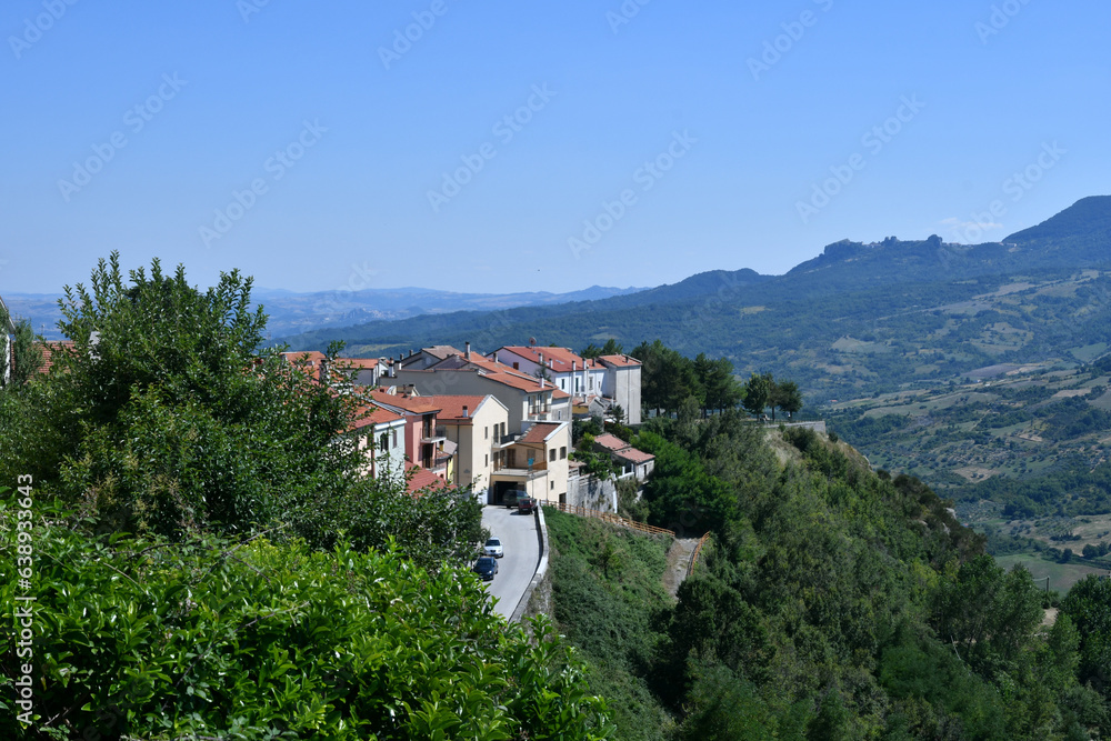 Panoramic view of Agnone, an old village in the mountains of the province of Isernia, Italy.