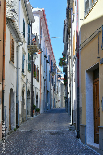 A characteristic street of  Agnone   a medieval village in the Isernia province  Italy.