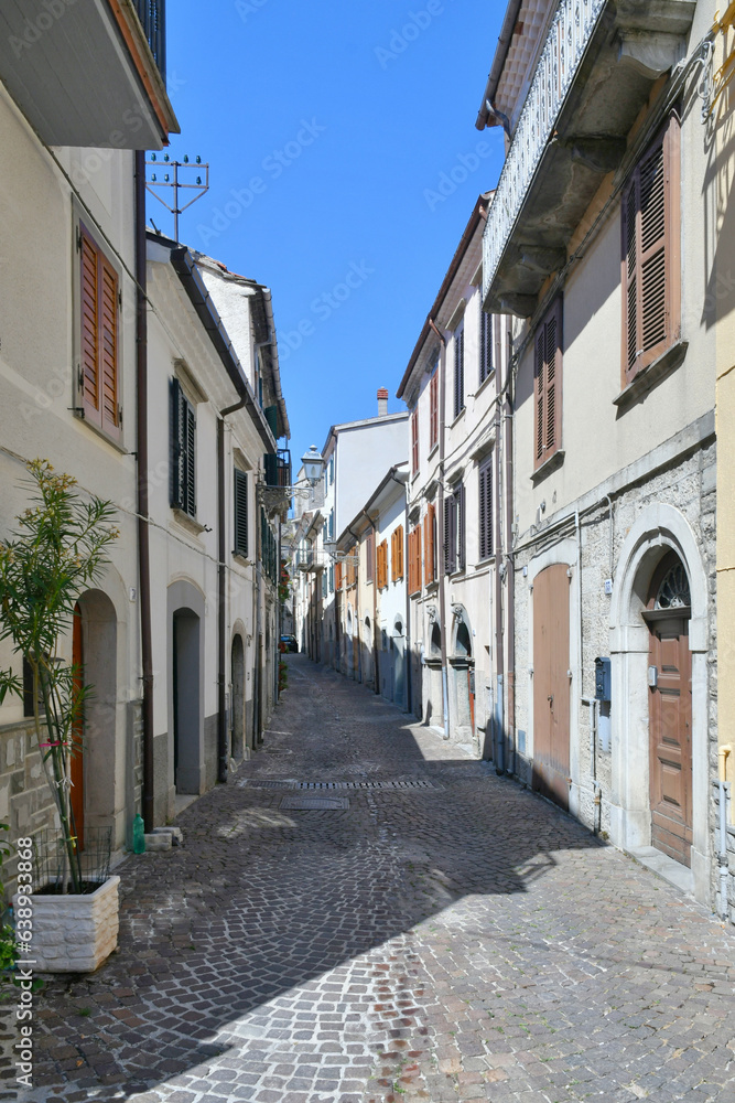 A characteristic street of  Agnone,  a medieval village in the Isernia province, Italy.