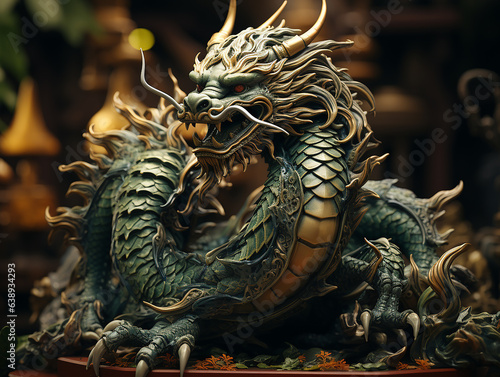Dragon with big claws wings  Chinese style. Symbol of the new year 2024. AI generated