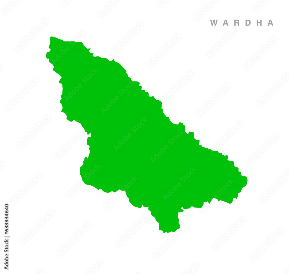 Wardha the Dist of Maharashtra green vector map.