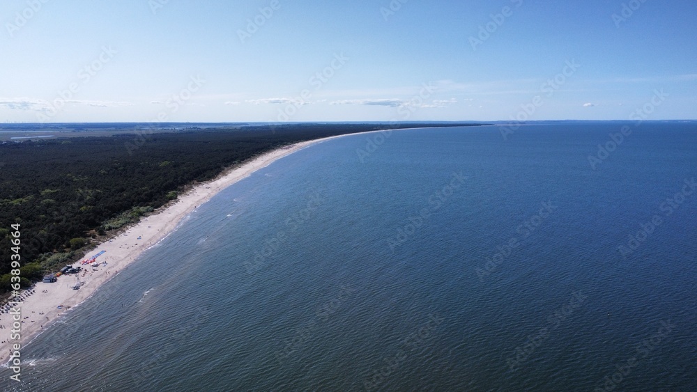 Air view of the beach of Zinnowitz Germany at the baltic sea