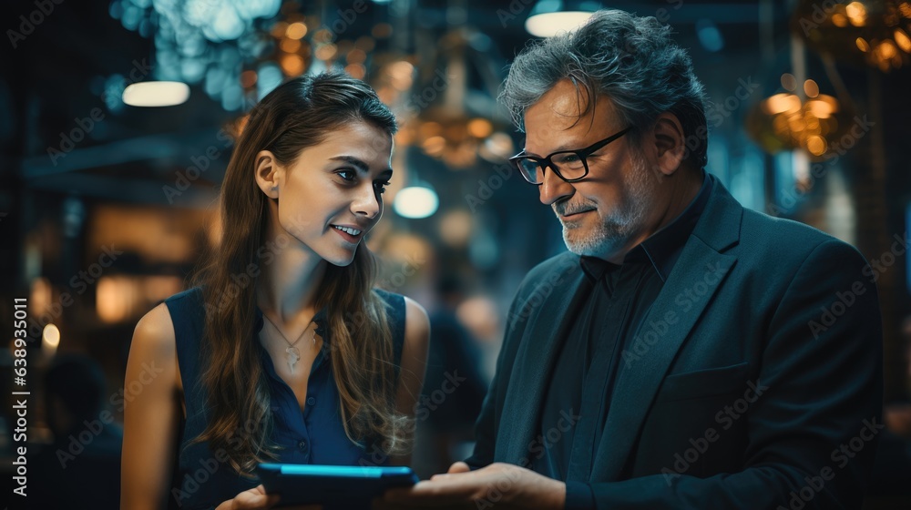 Businessman and businesswoman are discussing about investment Businessman and businesswoman are discussing about investment