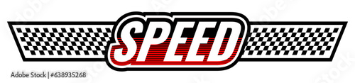 Speed racing wings logo on white background. Motorsports concept Checkered flag racing. Car stickers. Vector illustration for design.