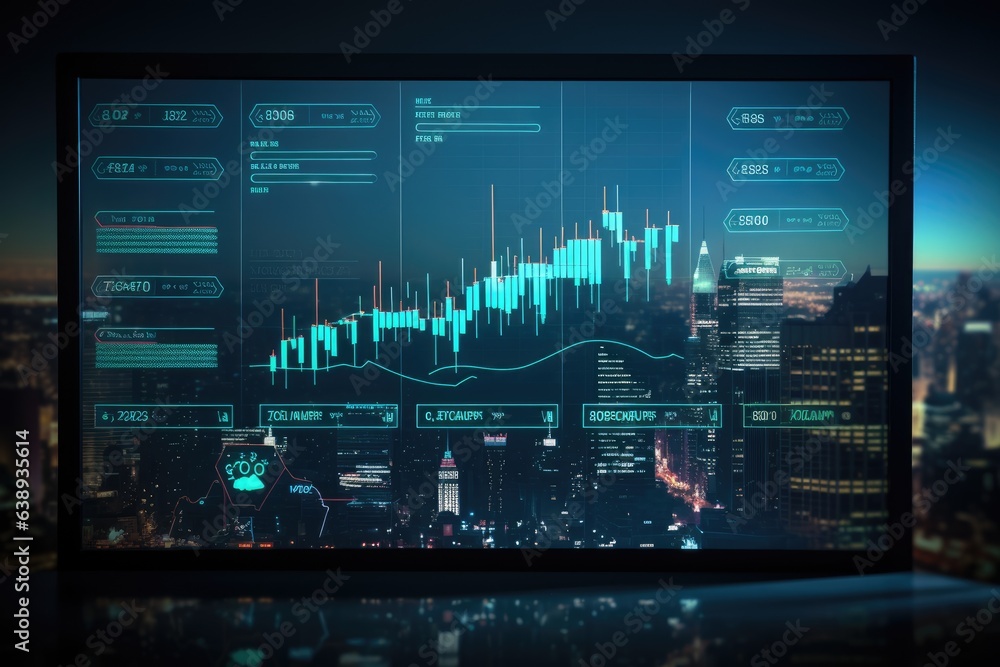 Business trading background with charts, screens and money Business trading background with charts, screens and money