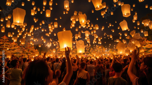 Yi Peng festival lantern festival Chiang Mai, Thailand photo