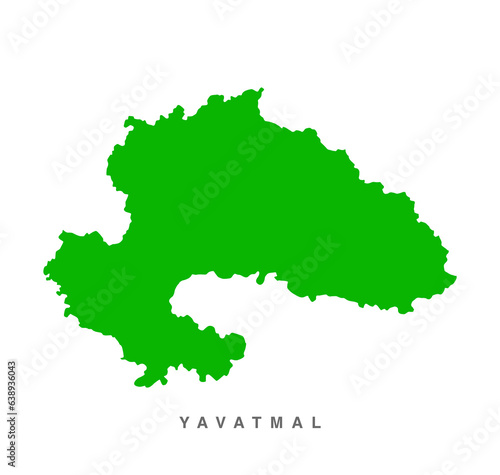 Yavatmal the Dist of Maharashtra green vector map illustration.