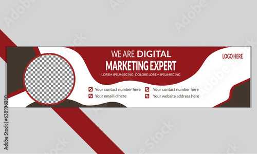 professional LinkedIn  banner red and white banner abstract background LinkedIn cover social media template vector design. photo