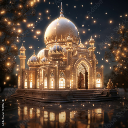Night view of mosque with a beautiful background